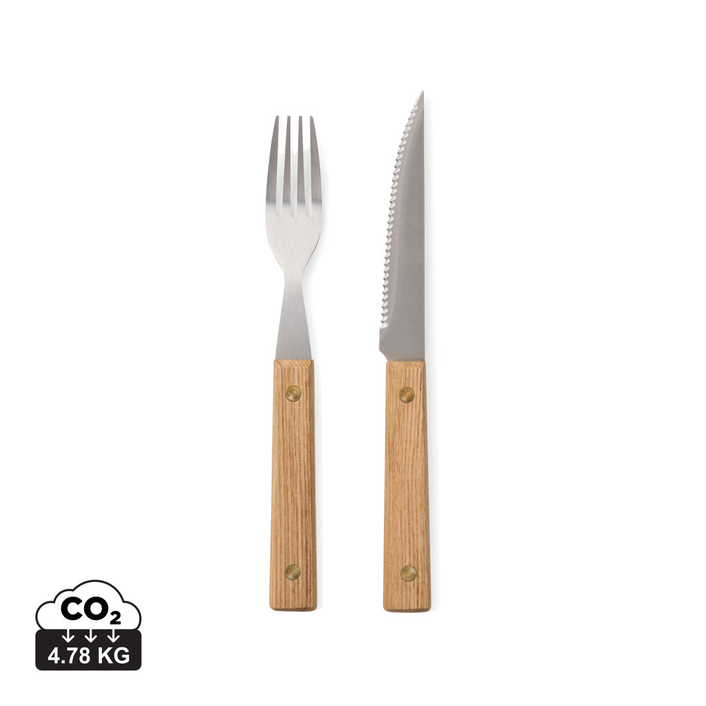 VINGA Paso 8 pcs bbq cutlery set - Brown
