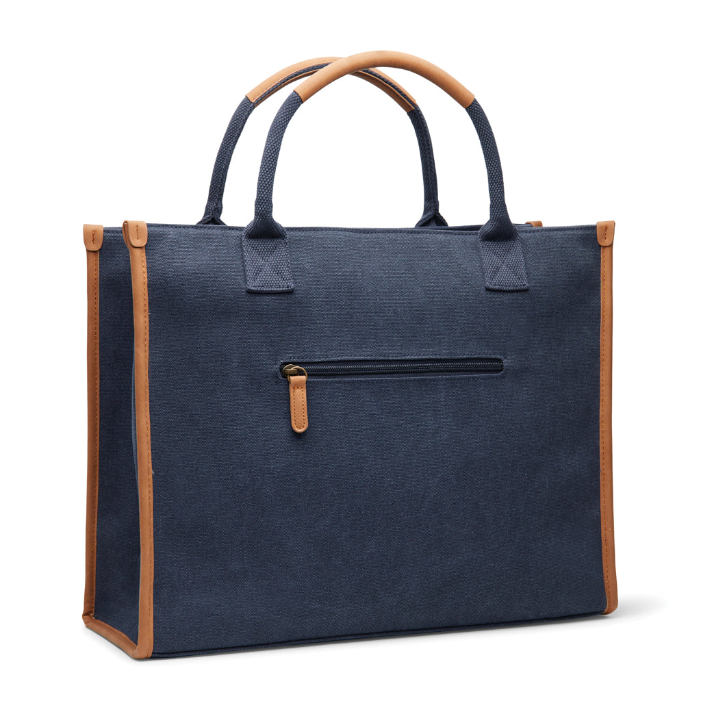 VINGA Bosler RCS recycled canvas office tote - Navy