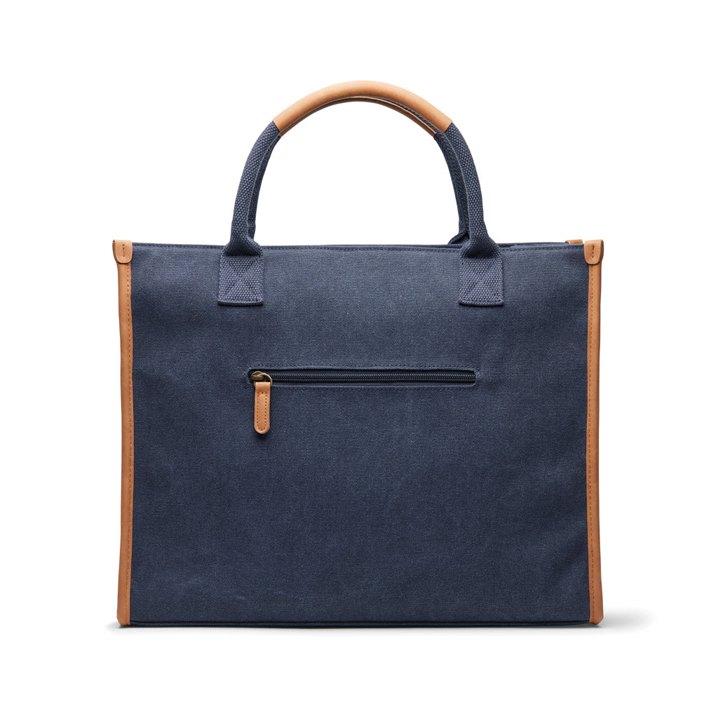 VINGA Bosler RCS recycled canvas office tote - Navy