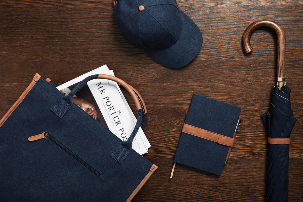 VINGA Bosler RCS recycled canvas office tote - Navy