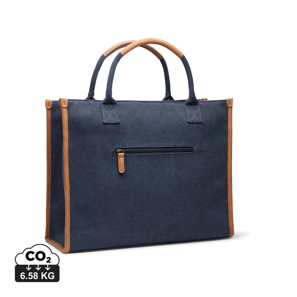 VINGA Bosler RCS recycled canvas office tote - Navy