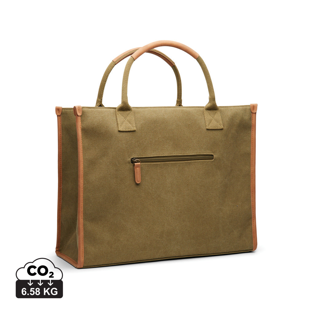 VINGA Bosler RCS recycled canvas office tote - Green