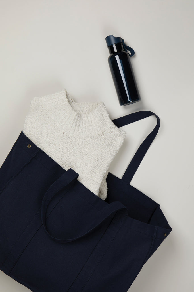 VINGA Hilo AWARE™ recycled canvas maxi tote bag - Navy