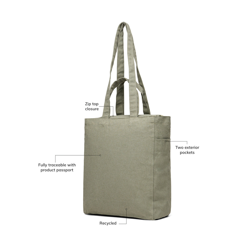 VINGA Hilo AWARE™ recycled canvas zip tote - Green