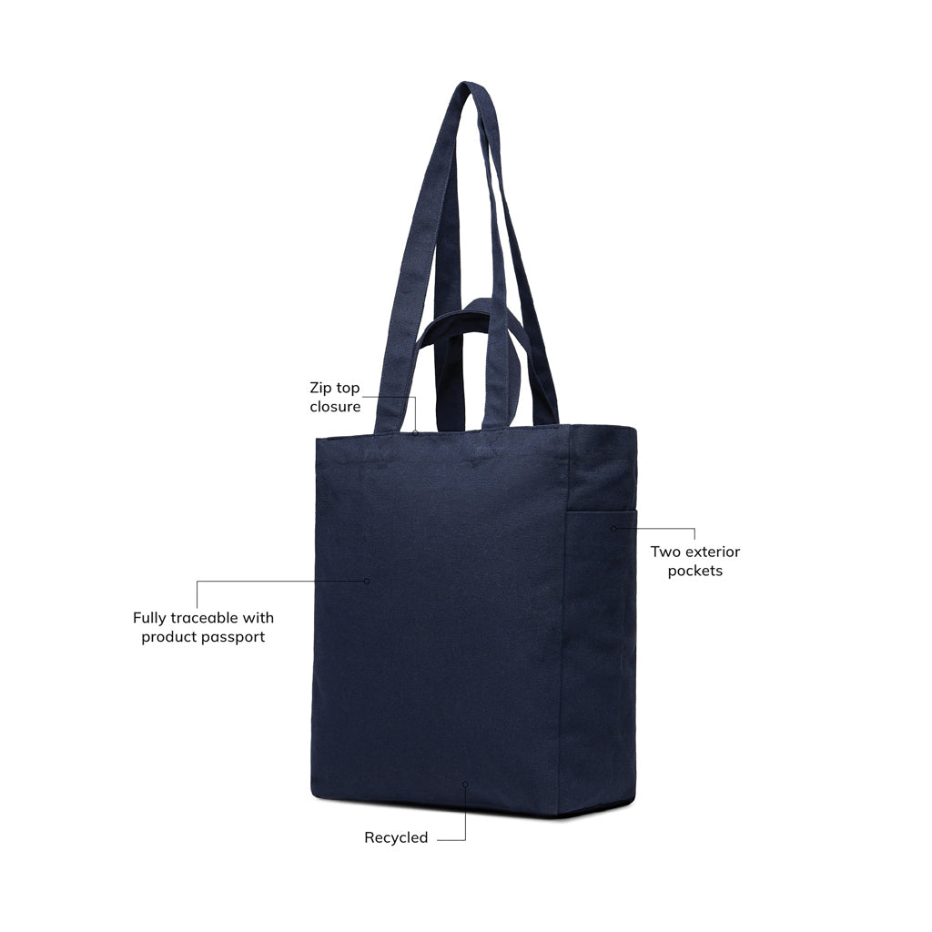VINGA Hilo AWARE™ recycled canvas zip tote - Navy