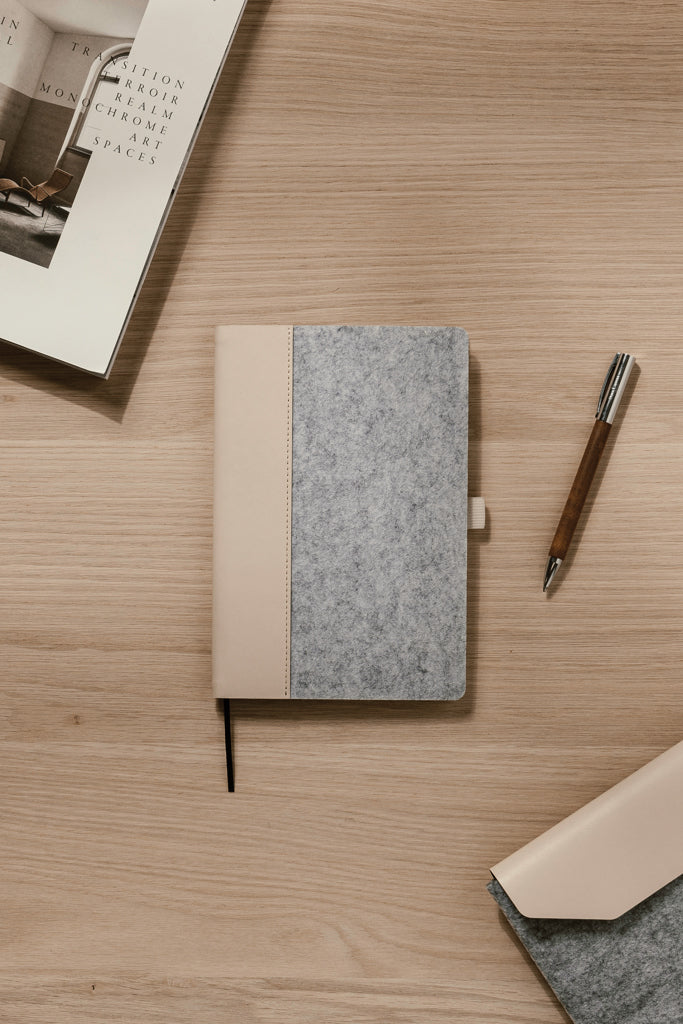 VINGA Albon GRS recycled felt notebook - Grey