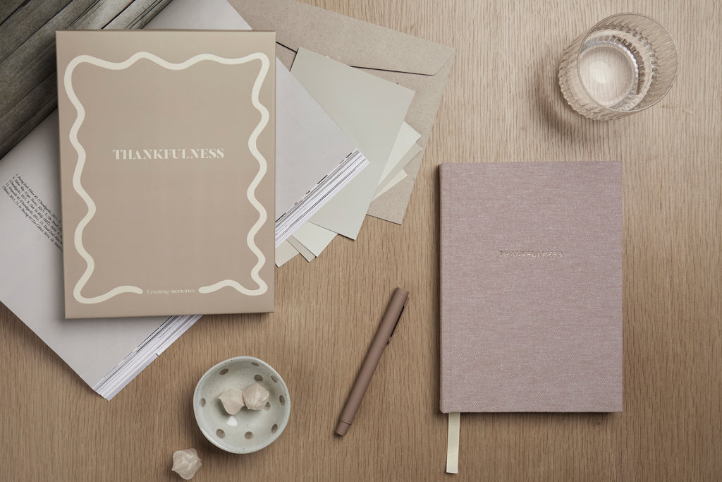 VINGA Thankfulness GRS recycled paper journal - Beige