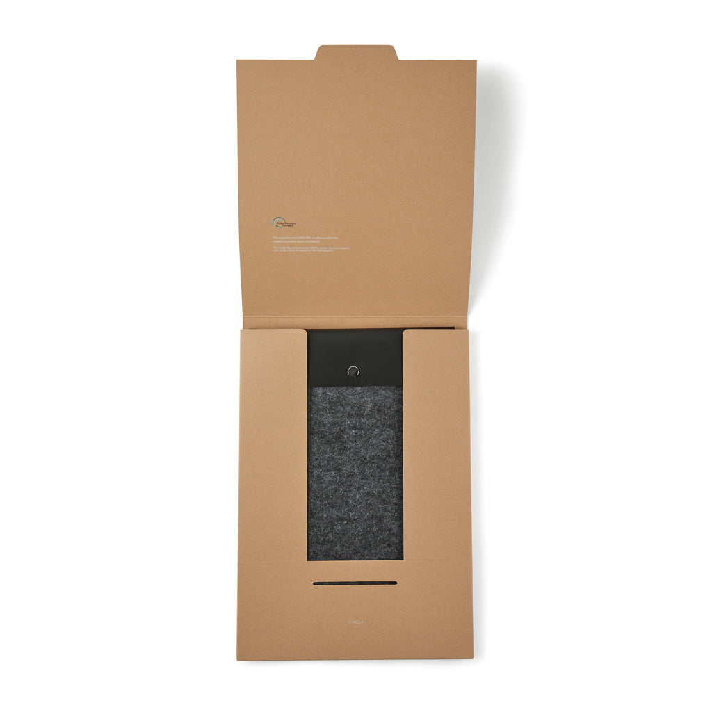 VINGA Albon GRS recycled felt 17' laptop sleeve - Black