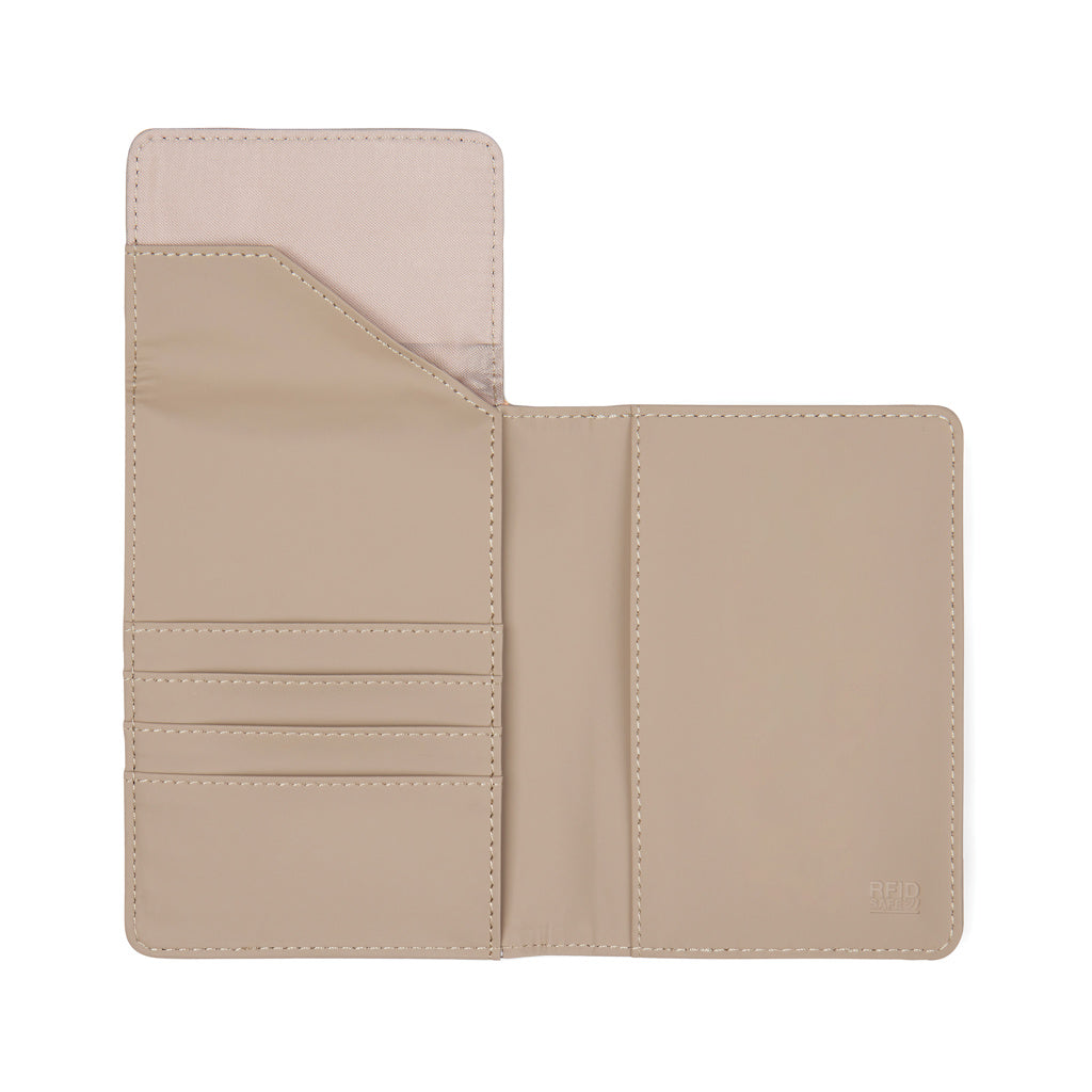 VINGA Baltimore RCS recycled polyester RFID passport cover - Greige