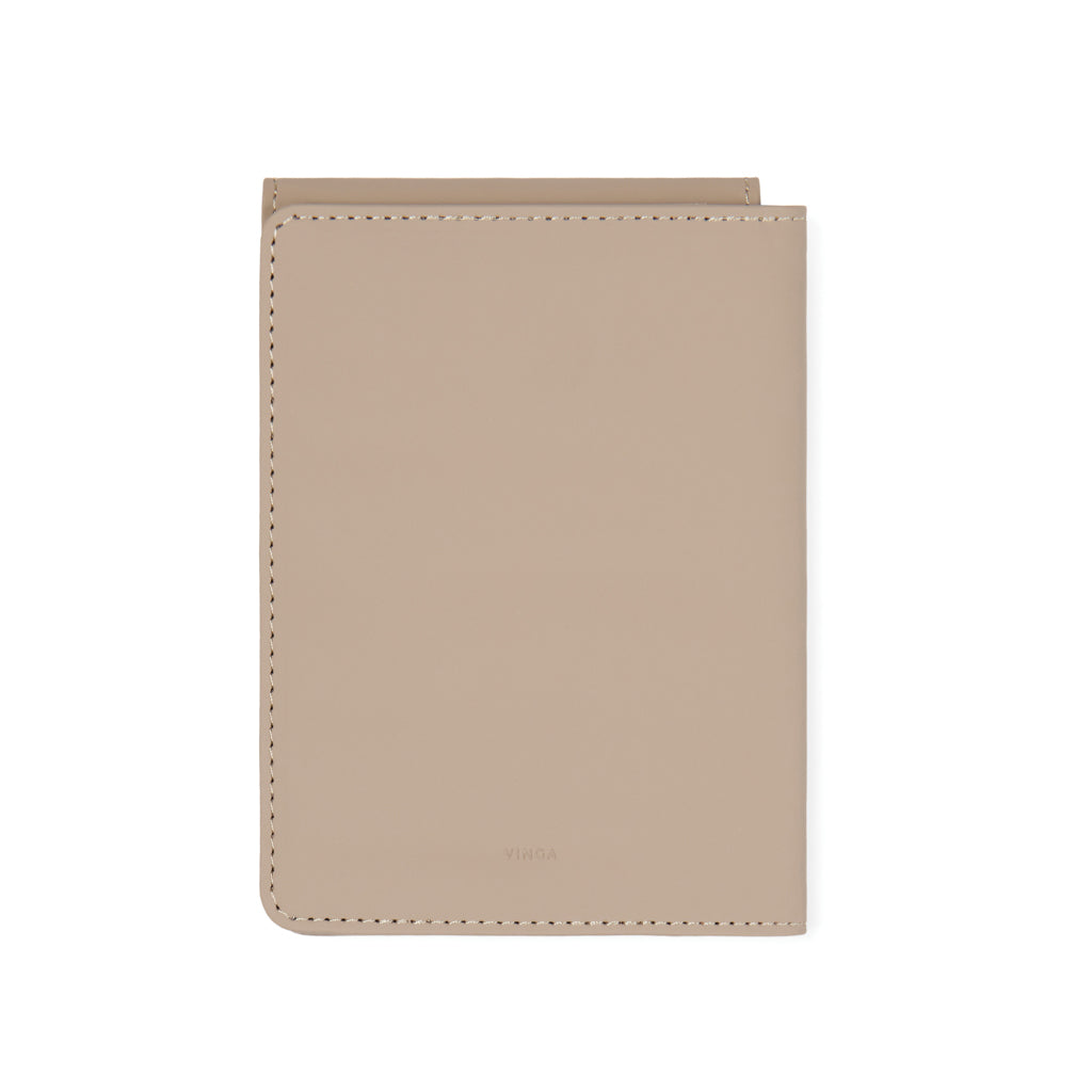 VINGA Baltimore RCS recycled polyester RFID passport cover - Greige