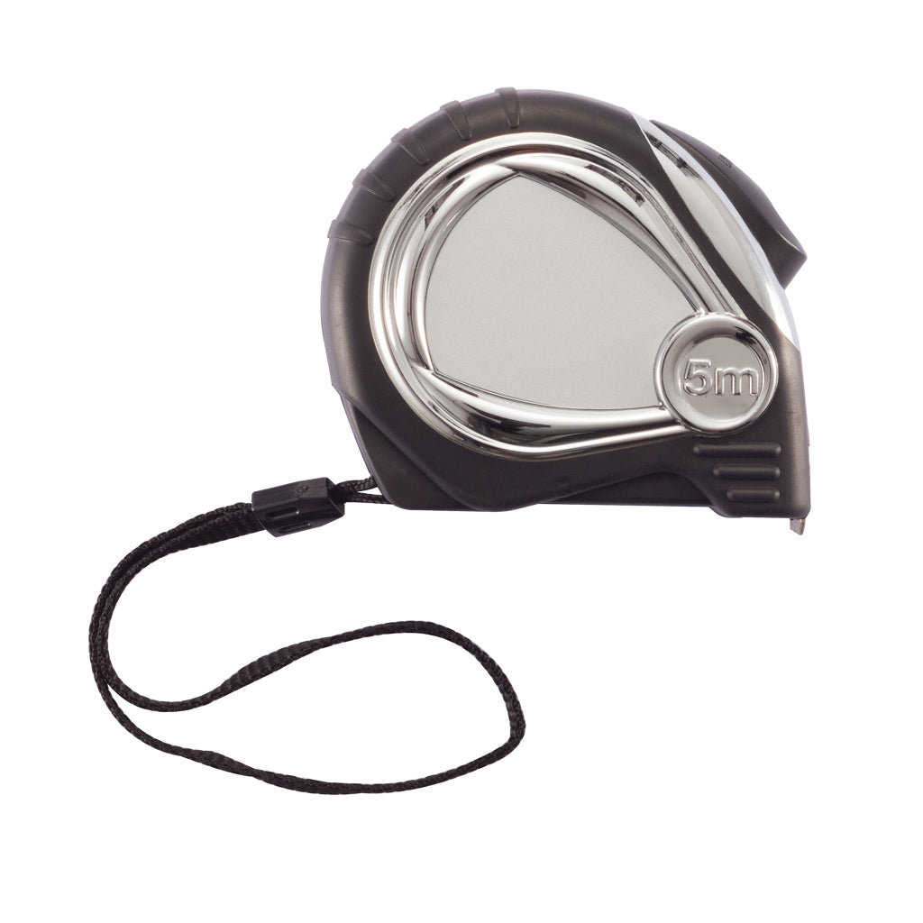 Chrome plated auto stop tape measure - Black