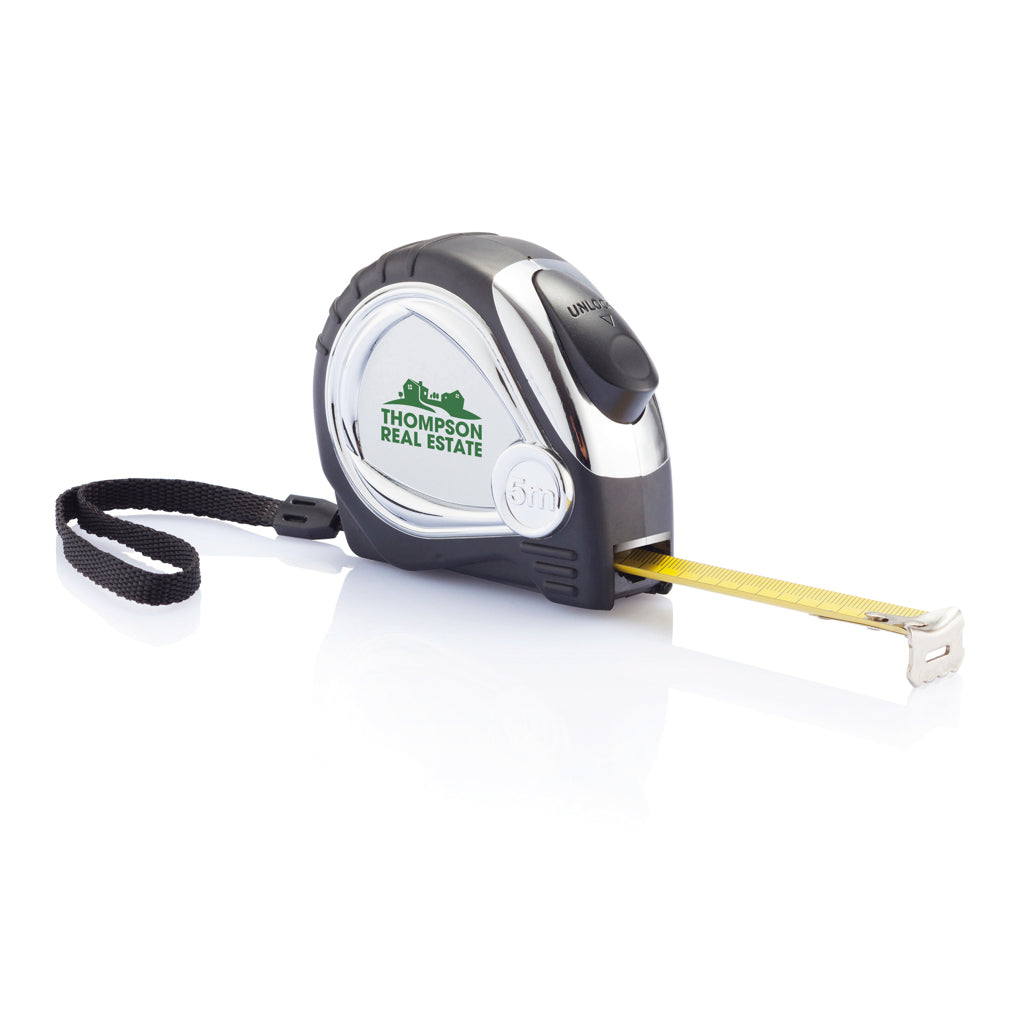 Chrome plated auto stop tape measure - Black