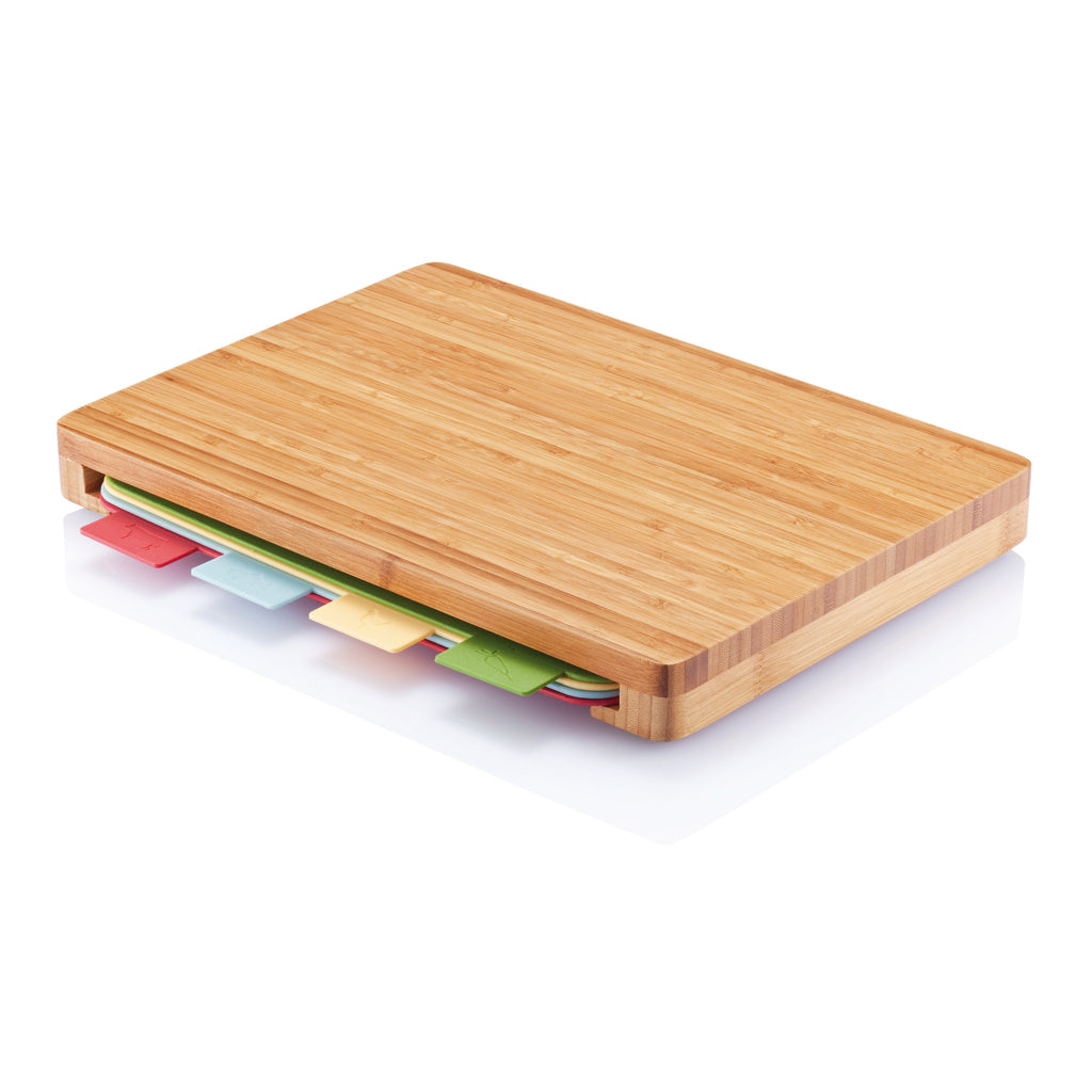 Cutting board with 4pcs hygienic boards - Brown