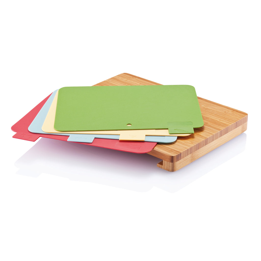 Cutting board with 4pcs hygienic boards - Brown