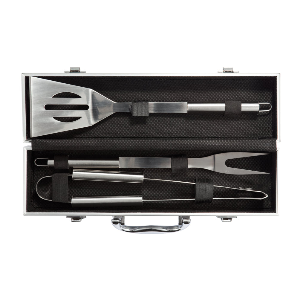 3 pcs barbecue set in aluminium box - Silver