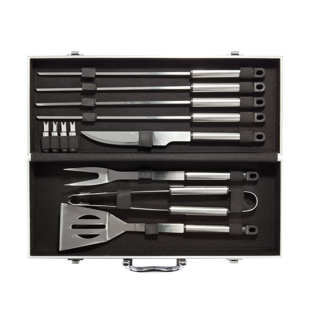12 pcs barbecue set in aluminium box - Silver