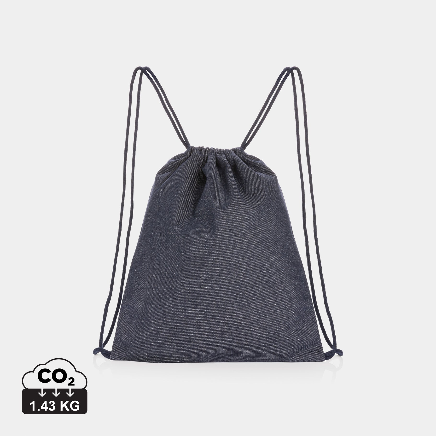 Impact AWARE™ recycled denim drawstring backpack