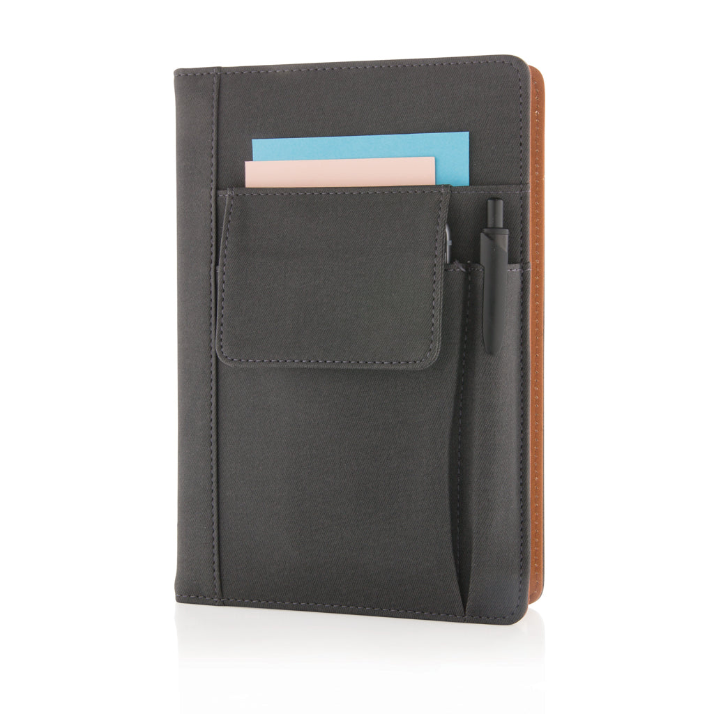 Notebook with phone pocket - Black