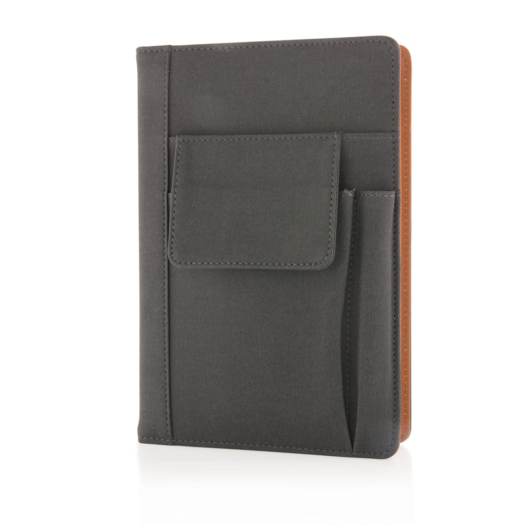 Notebook with phone pocket - Black