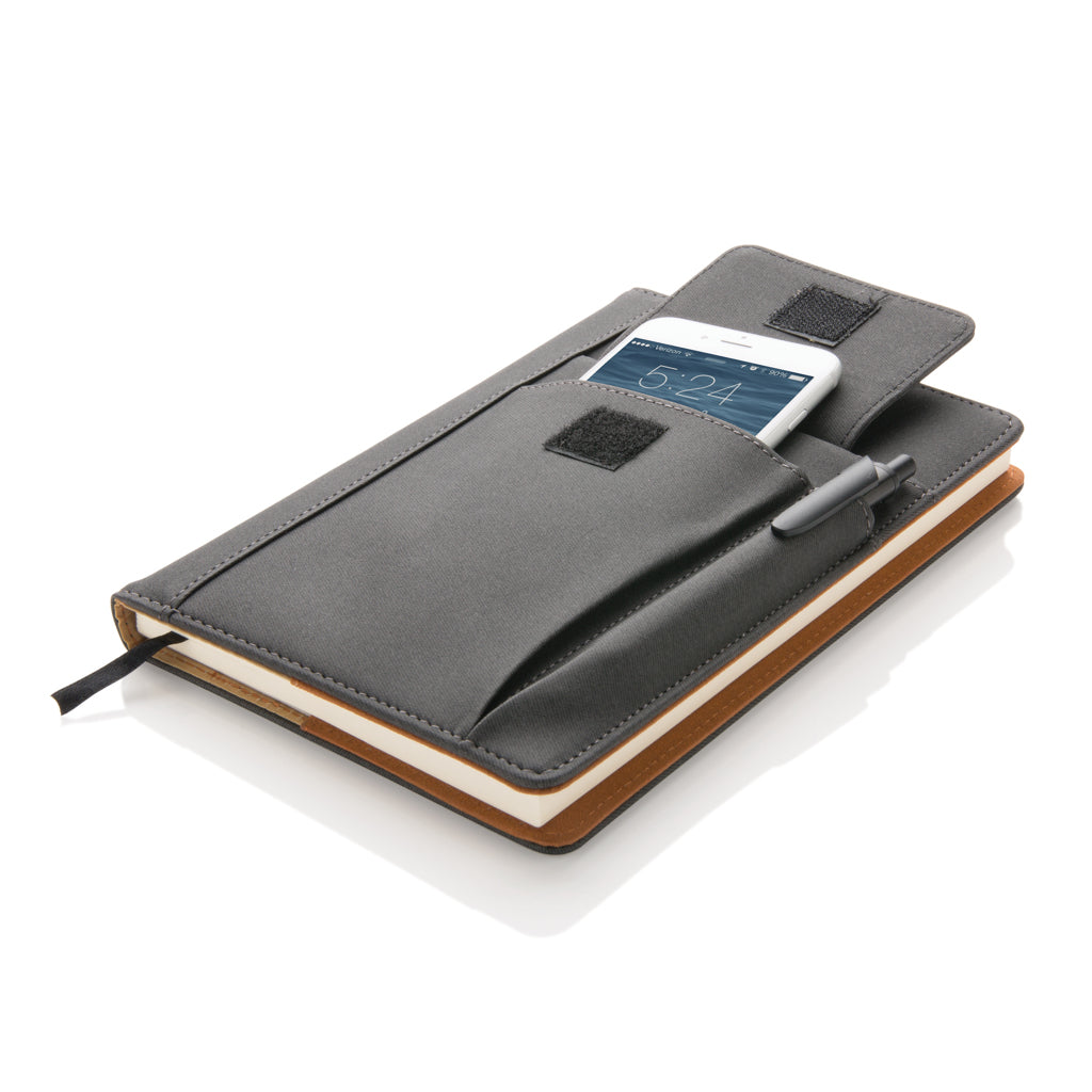 Notebook with phone pocket - Black