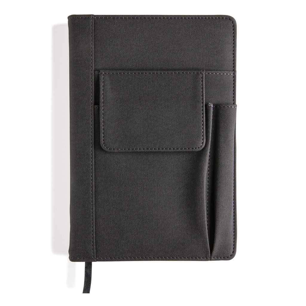 Notebook with phone pocket - Black