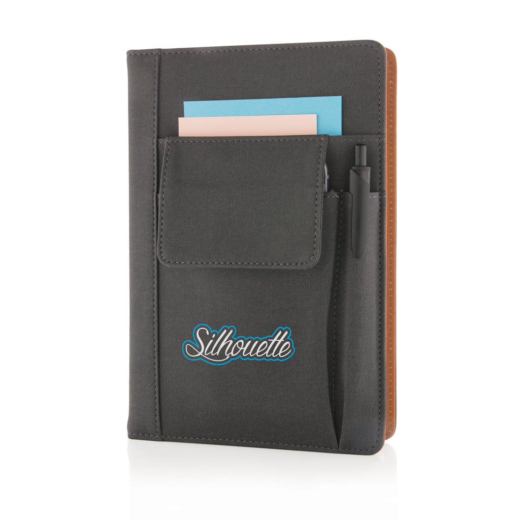 Notebook with phone pocket - Black
