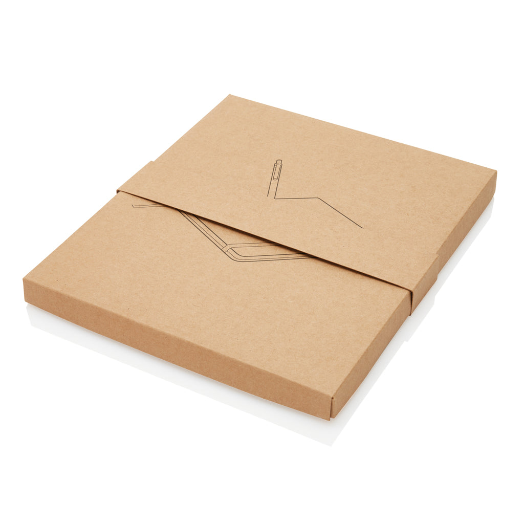 A5 notebook with bamboo pen including stylus - Brown