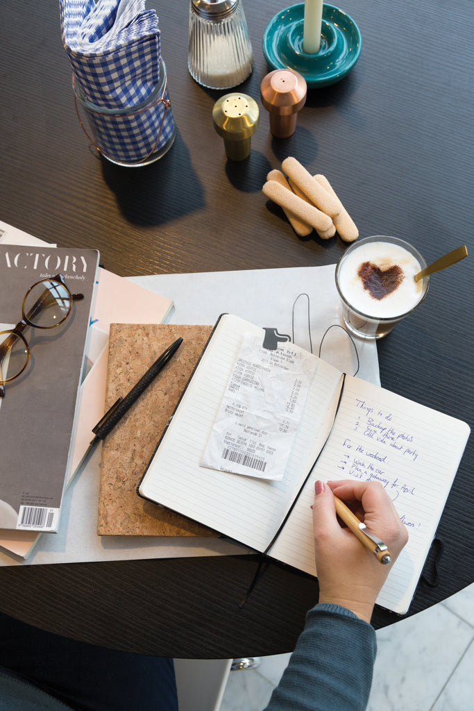 A5 notebook with bamboo pen including stylus - Brown