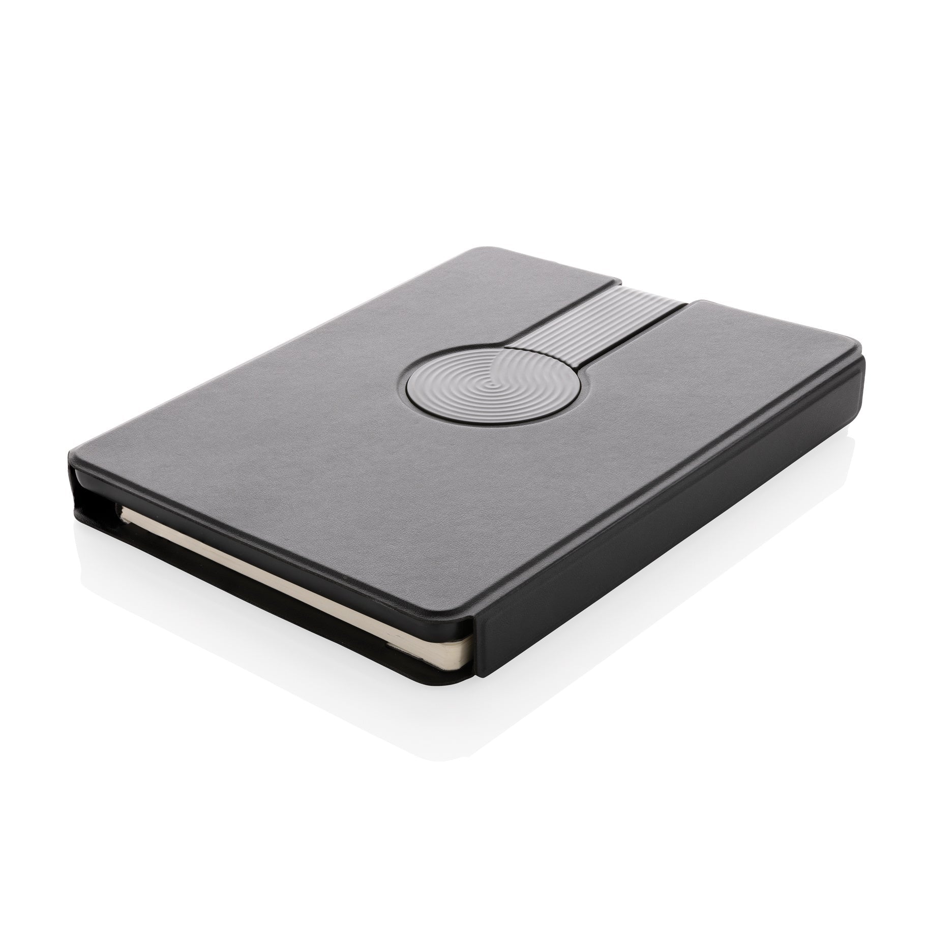 Swiss Peak RCS rePU notebook with 2-in-1 wireless charger - Indigo