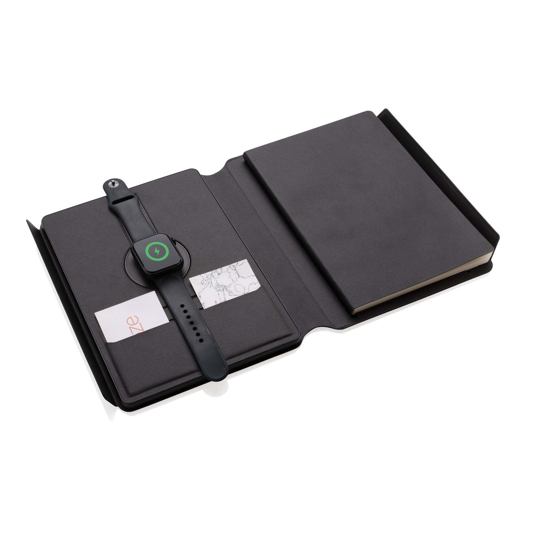 Swiss Peak RCS rePU notebook with 2-in-1 wireless charger - Indigo