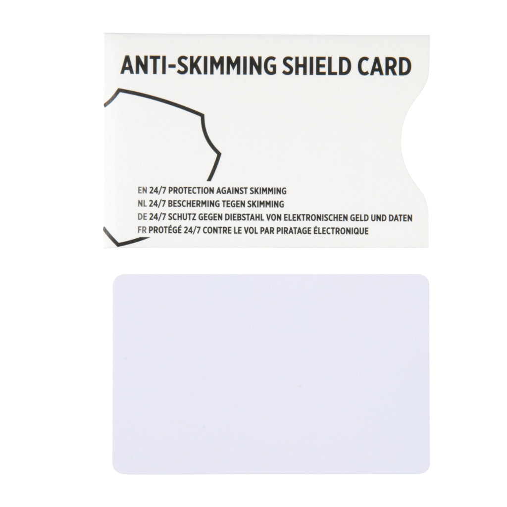 Anti-skimming RFID shield card with active jamming chip - White