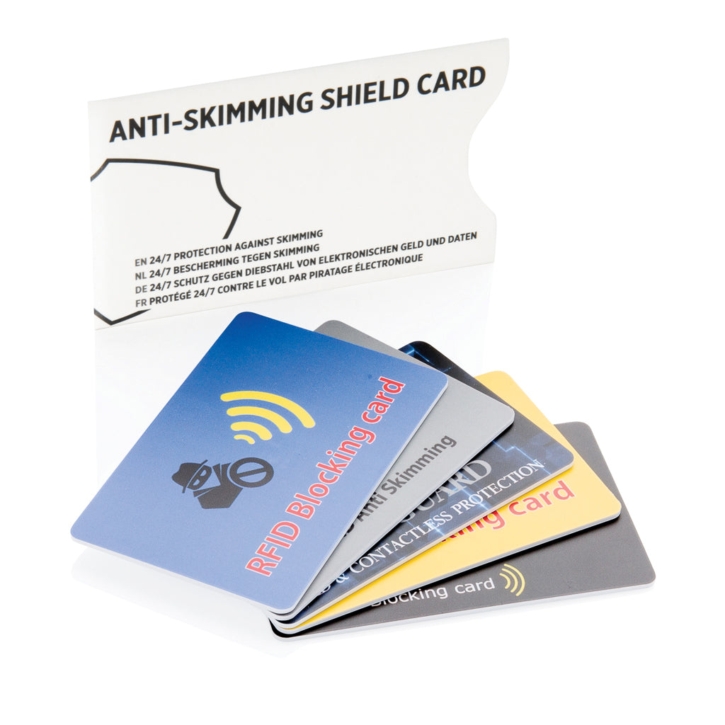 Anti-skimming RFID shield card with active jamming chip - White
