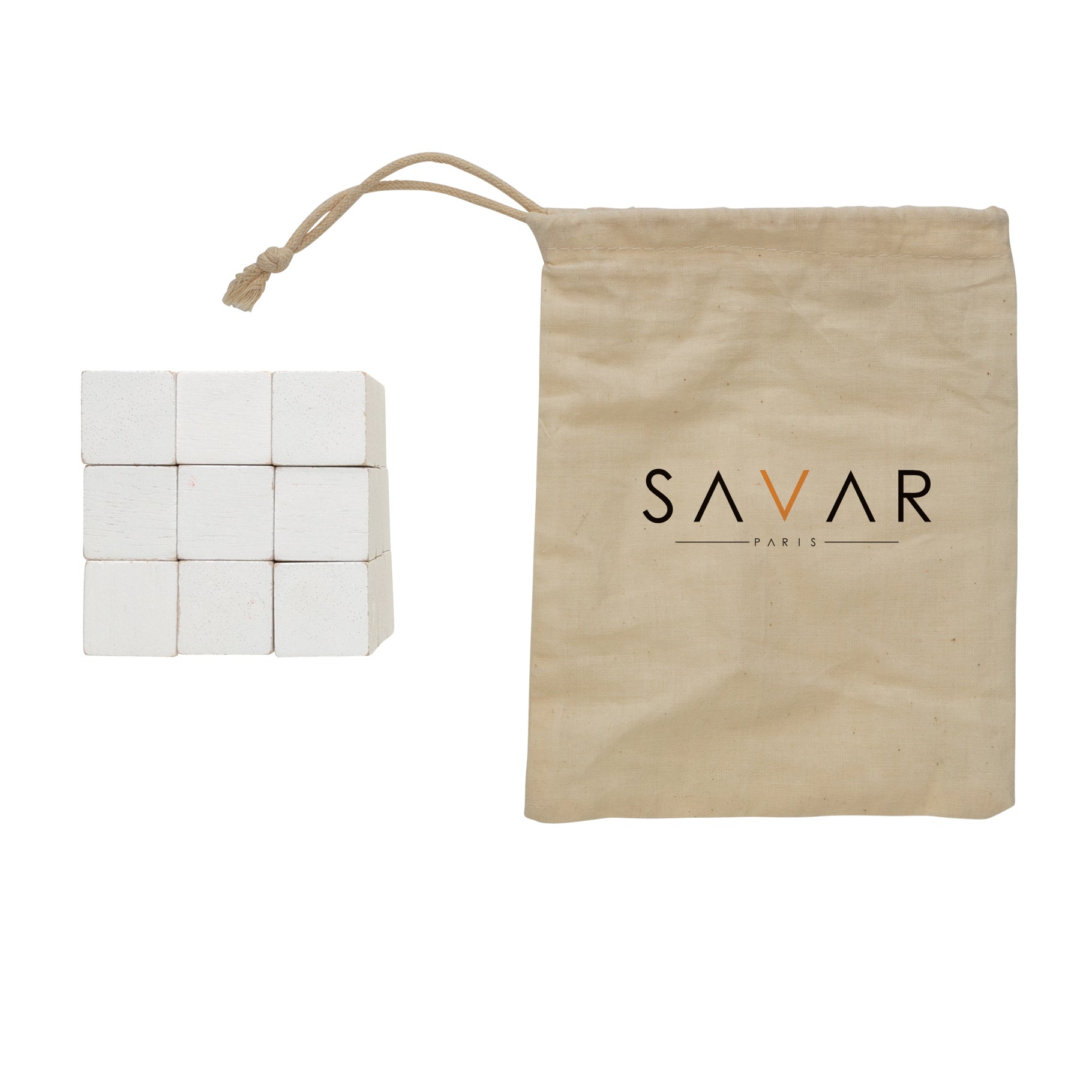 Wooden brain game in canvas pouch - Indigo